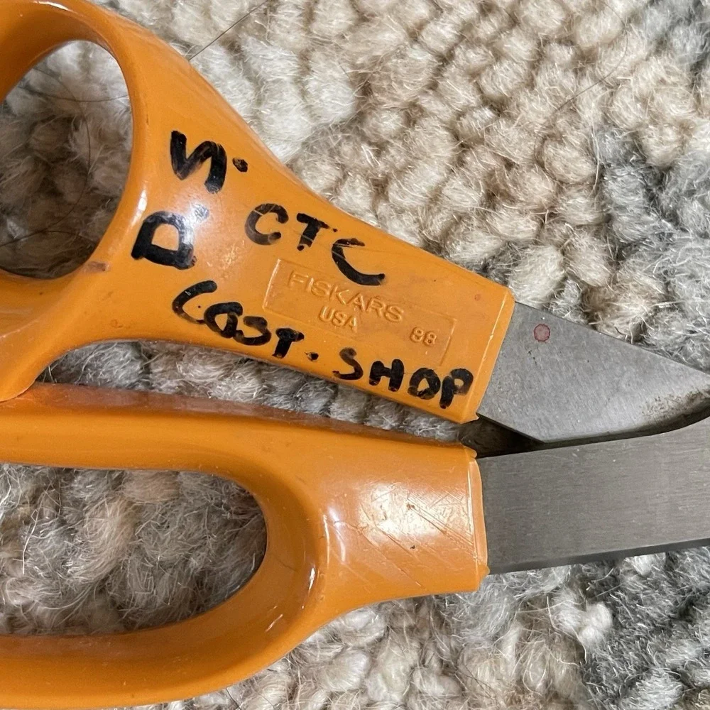 Vintage FISKARS 88 Stainless Steel Scissors Sewing Craft USA 8in Orange Handle
